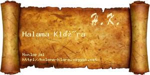 Halama Klára névjegykártya