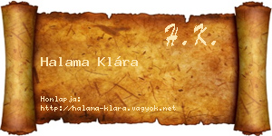 Halama Klára névjegykártya